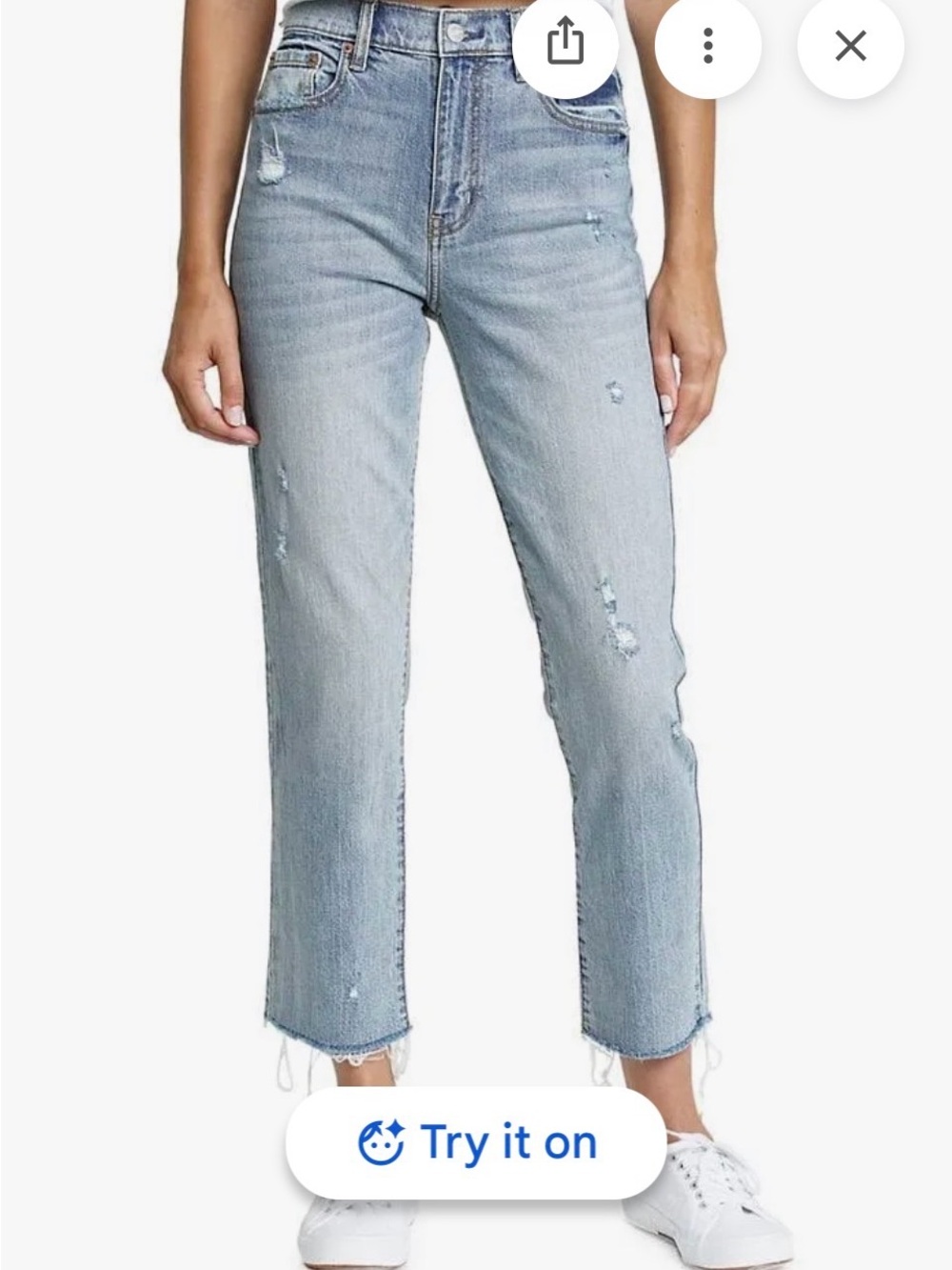 DAZE Distressed Light Blue High-Rise STRAIGHT UP Ankle Jeans in WINK